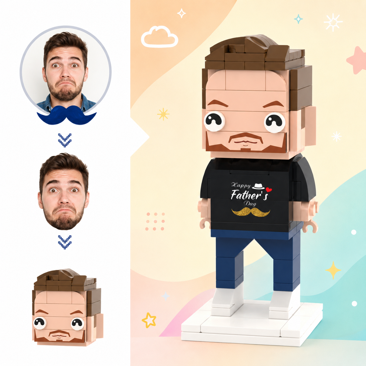 Gifts for Dad Custom Head Brick Figures Happy Father's Day Brick Figures Small Particle Block Toy
