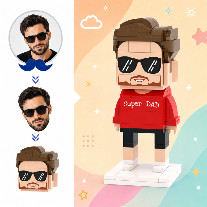 Surprise for Dad Custom Head Brick Figures Super Dad Brick Figures Small Particle Block Toy