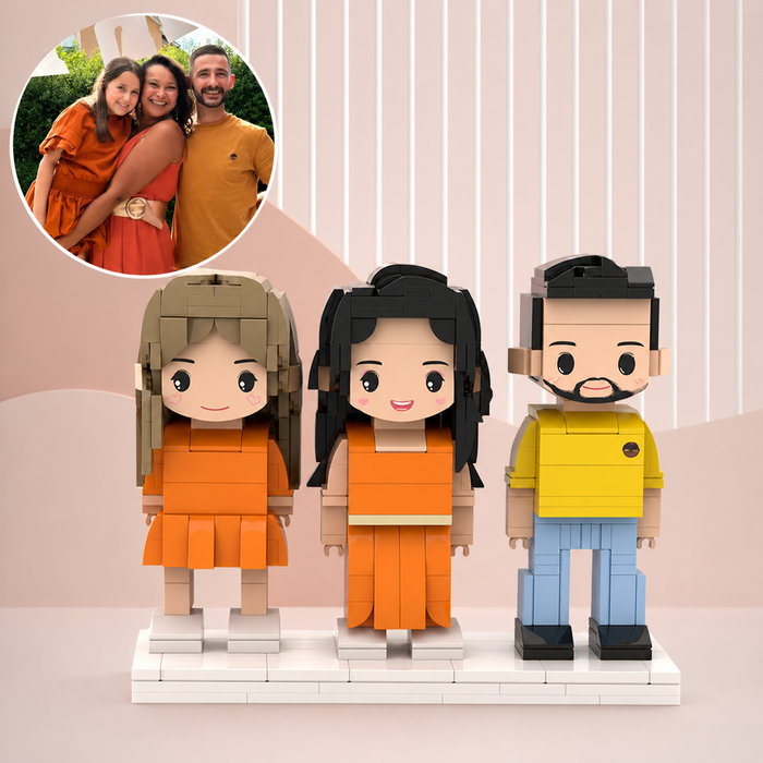 3 People | Custom Block Figure from Photo,DIY Minifigure, Handmade Birthday Gift, Couple Brick Characters
