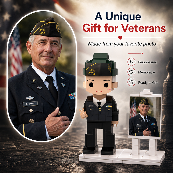 Veteran Gifts Custom Head Brick Figures Personalized Veteran Small Particle Block Toy