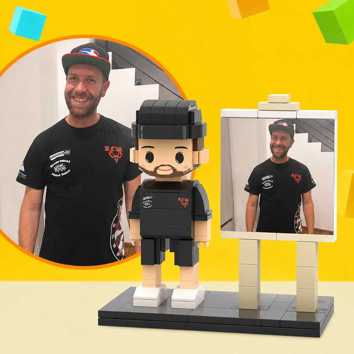 1 Person & 1 Easel | Custom Block Figure from Photo,DIY Minifigure, Handmade Birthday Gift, Couple Brick Characters